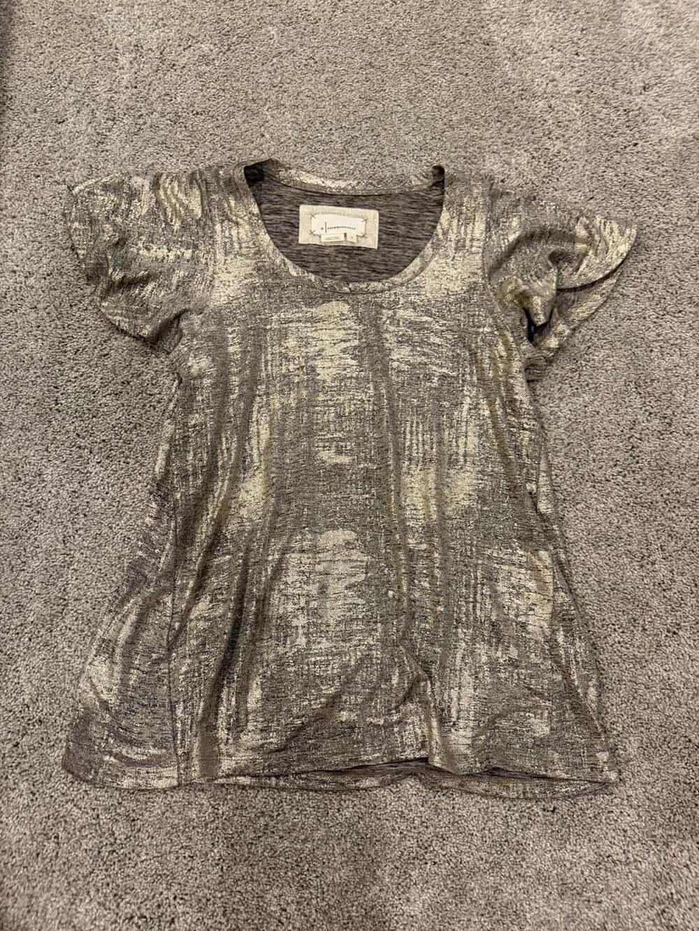 By Anthropologie Shimmer Knit Flutter Short Sleeve Top